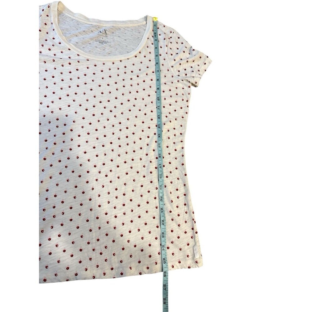 Armani Exchange A|X Cream Red Mini Print Short Sleeve Tee Size S Peru Cotton - Picture 8 of 8